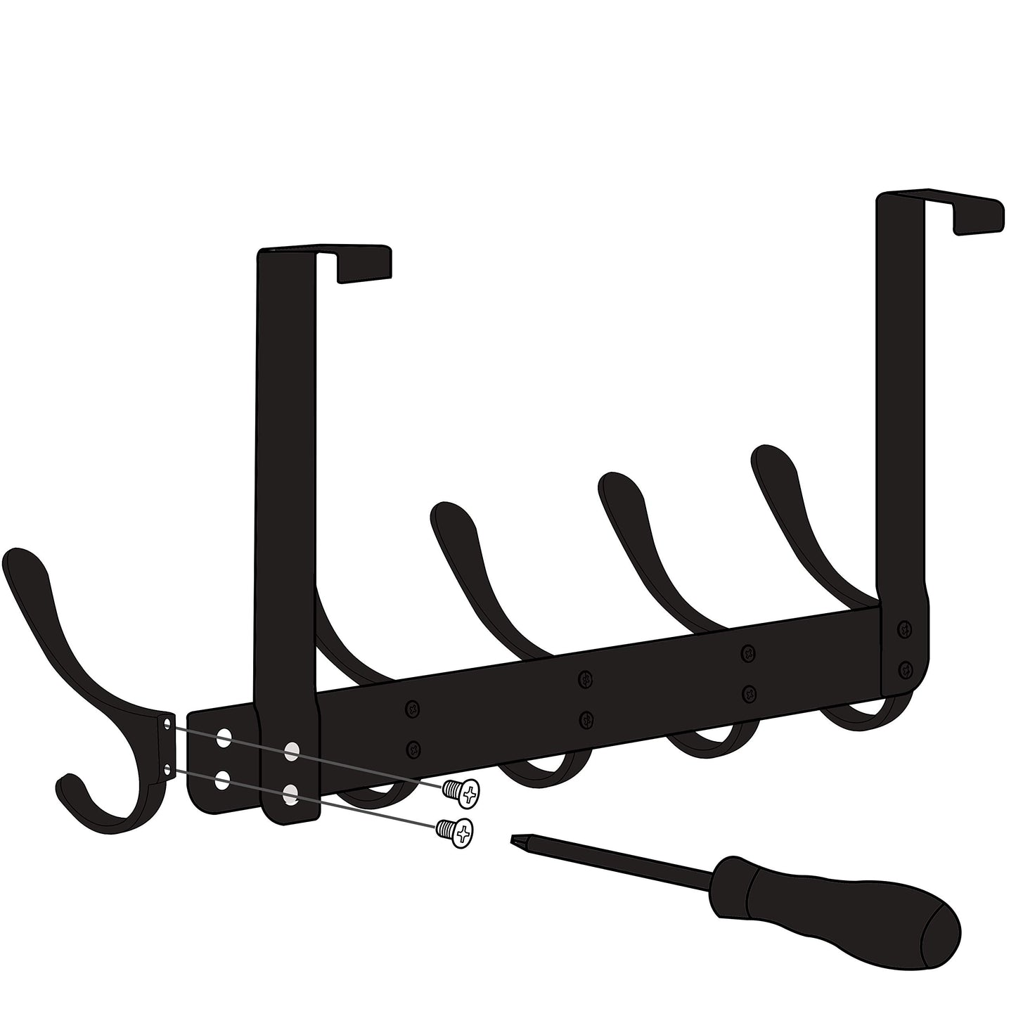 WEBI Over The Door Hooks for Hanging,Door Hanger,Over The Door Towel Rack,Over Door Coat Rack for Towels,Clothes,Bathroom,Black