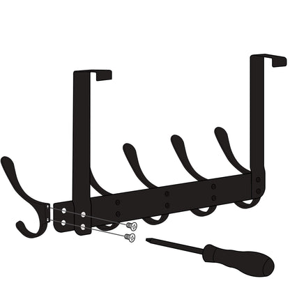 WEBI Over The Door Hooks for Hanging,Door Hanger,Over The Door Towel Rack,Over Door Coat Rack for Towels,Clothes,Bathroom,Black