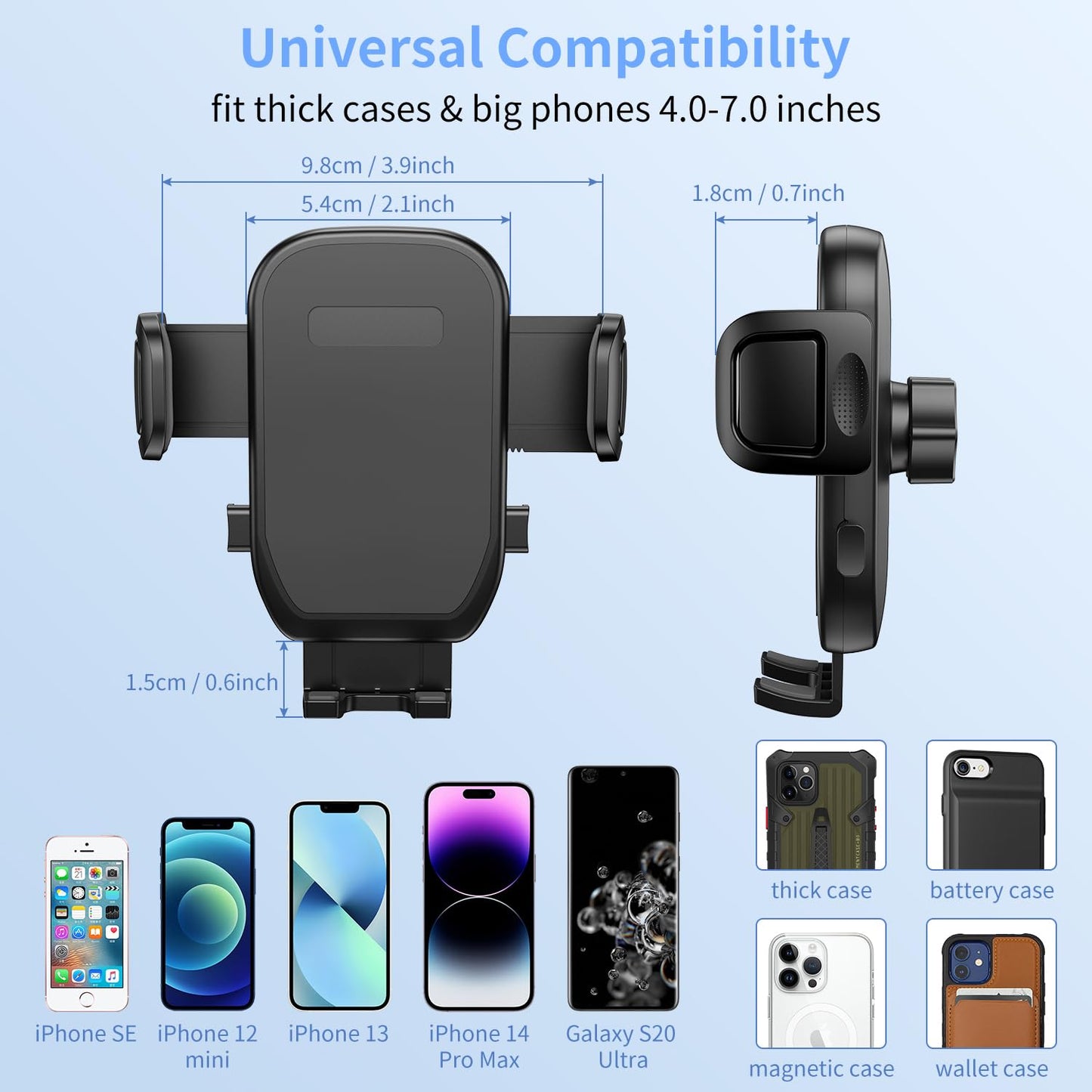 Cup Phone Mount for Car, [Upgraded Version] Universal Cup Phone Cradle Holder with Long and Adjustable Neck, Friendly Compatible with Cell Phone iPhone, Sam-Sung, Google and All Smartphones