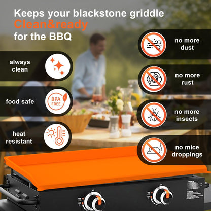 Silicone Blackstone Griddle Mat Cover, 22 Inch High-Edge Full Coverage with Grips, Grill Buddy Mat for Outdoor, All Season Cooking Surface Protector for Blackstone, BBQ Accessories (Orange, 22")