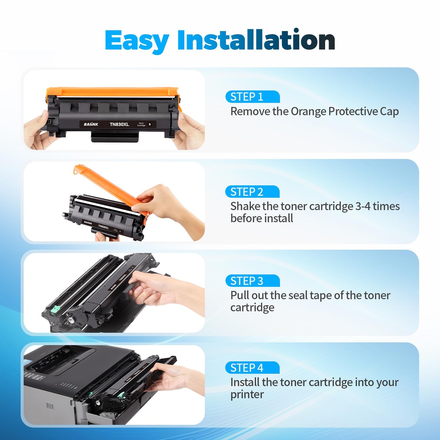 BAIINK TN830XL Toner Cartridge Replacement for Brother 830XL Toner TN830 Compatible with DCP-L2640DW HL-L2460DW HL-L2405W HL-L2400D MFC-L2820DW HL-L2480DW (with Chip, 1 Black)