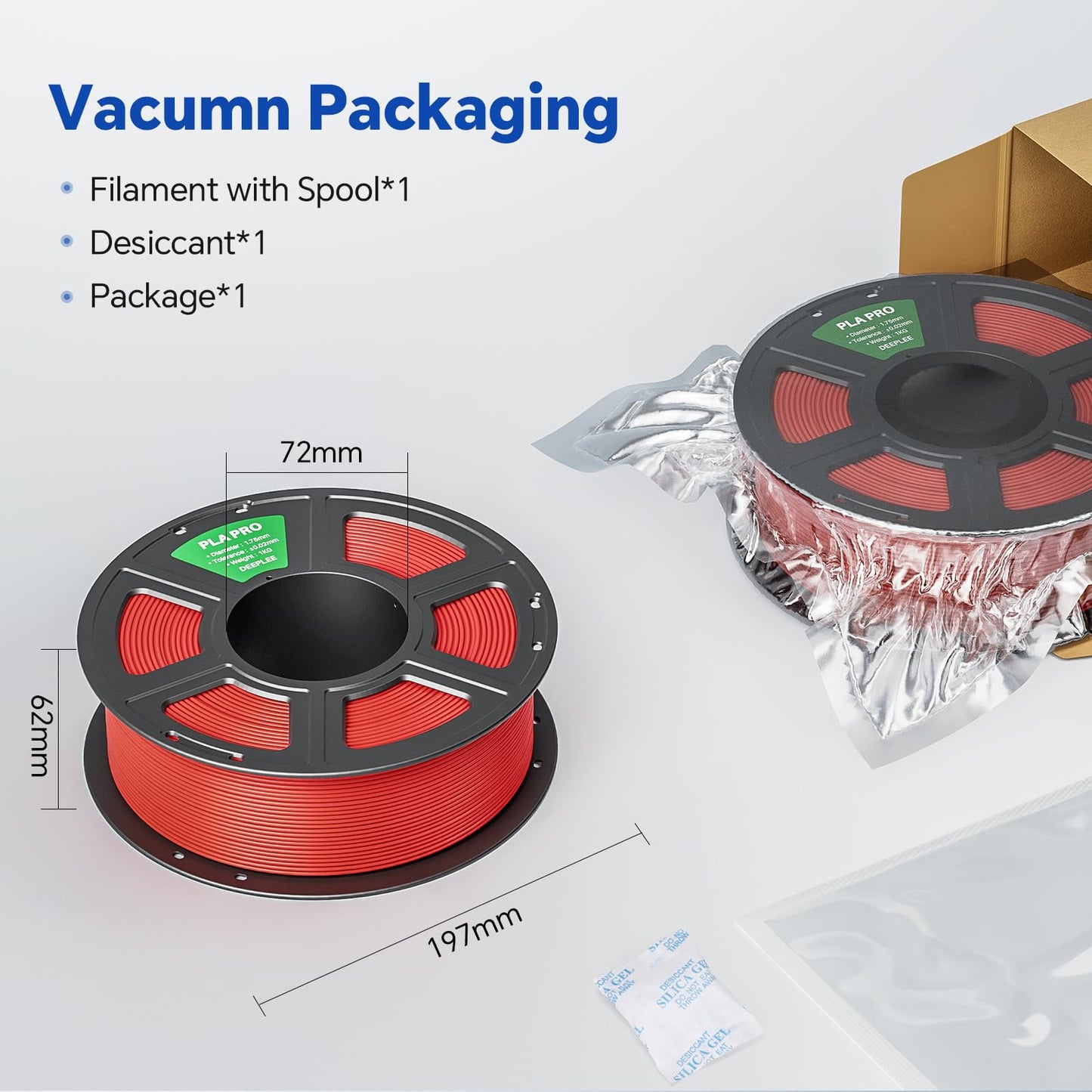 DEEPLEE PLA PRO Filament 1.75mm, Stronger Toughness 3D Printer Filament, PLA Filament Dimensional Accuracy ±0.02 mm, Fits Most FDM 3D Printer, Brown 1kg