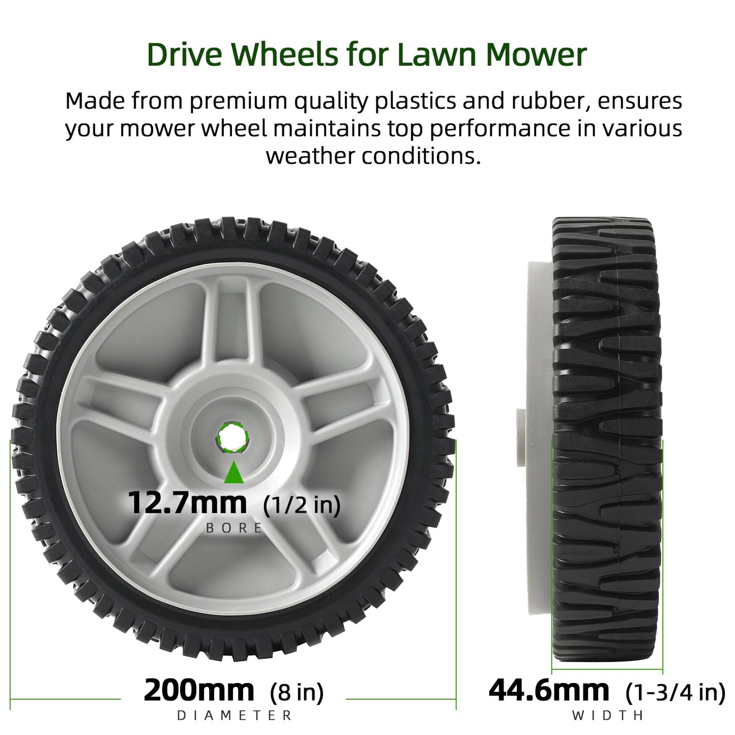 AR-PRO (2-Pack) 8-Inch Drive Wheels for Lawn Mower Compatible with Husqvarna AYP Craftsman Poulan HOP 581009202 193912X460