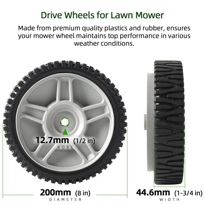 AR-PRO (2-Pack) 8-Inch Drive Wheels for Lawn Mower Compatible with Husqvarna AYP Craftsman Poulan HOP 581009202 193912X460