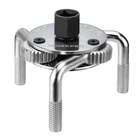 WORKPRO Universal Adjustable Oil Filter Wrench from 3" to 5.5", Heavy Duty Oil Filter Removal Tool with 3 Jaws for Cars, Trucks, Tractor