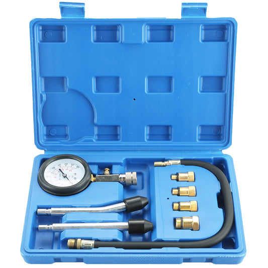 DASBET 8PCS Professional Petrol Engine Compression Tester Kit for Cars & Motorcycles | 0-300 PSI Engine Cylinder Pressure Gauge, Includes M10, M12, M14, M18 Adapters