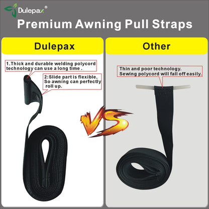 Dulepax RV Awning Pull Straps, 96 Inches Long Straps with Welding Polycord Technology. Universal Patio Awning Pull Straps (2 Units)