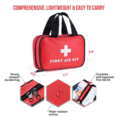 SlimK Small First Aid Kit for Car Travel & Outdoor Emergency Like Minor Cuts, Scratch, Burns & Sprain - 112 Pieces of Premium Sterile Emergency Kit First Aid Supplies - Compact & Lightweight Bag