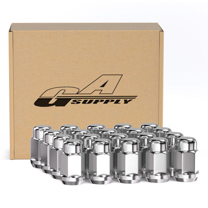 GAsupply 20pcs 1/2-20 Lug Nuts Chrome, 1/2 x 20 Closed End Bulge Acorn Wheel Lug Nut, 1.38 inch (35 mm) Tall, 3/4 inch (19mm) Hex