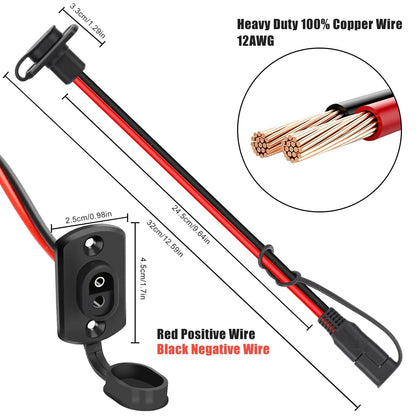 Linkstyle 3PCS SAE Quick Connector Harness, 1FT 12AWG SAE Adapter Male Plug to Female Socket Cable, Waterproof SAE Extension Cord, for Solar Panel Generator Battery Charger