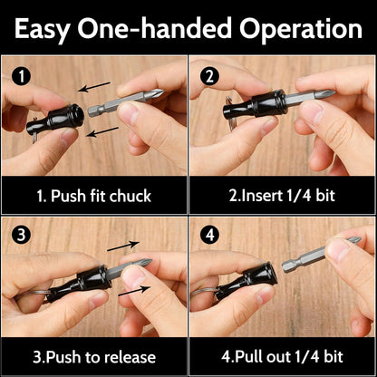 Upgrade 18 Pcs Bit Holder Keychain with 3 Black Carabiner, 1/4 Inch Hex Shank Screwdriver Bits Holder, Screw Adapter Quick Release Hand-Held Impact Socket Holder for Electric Screwdrivers (Black-3set)
