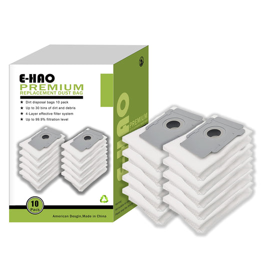 E-HAO 10 Pack Vacuum Disposal Bags Compatible for iRobot Roomba i/s/j Serie, Replacement Dust bag for Roomba 105/405/505/Q0520/j5+/j6+/j7+/j8+/i1+/i2+/i3+/i4+/i5+/i6+/i7+/i8+/s9+