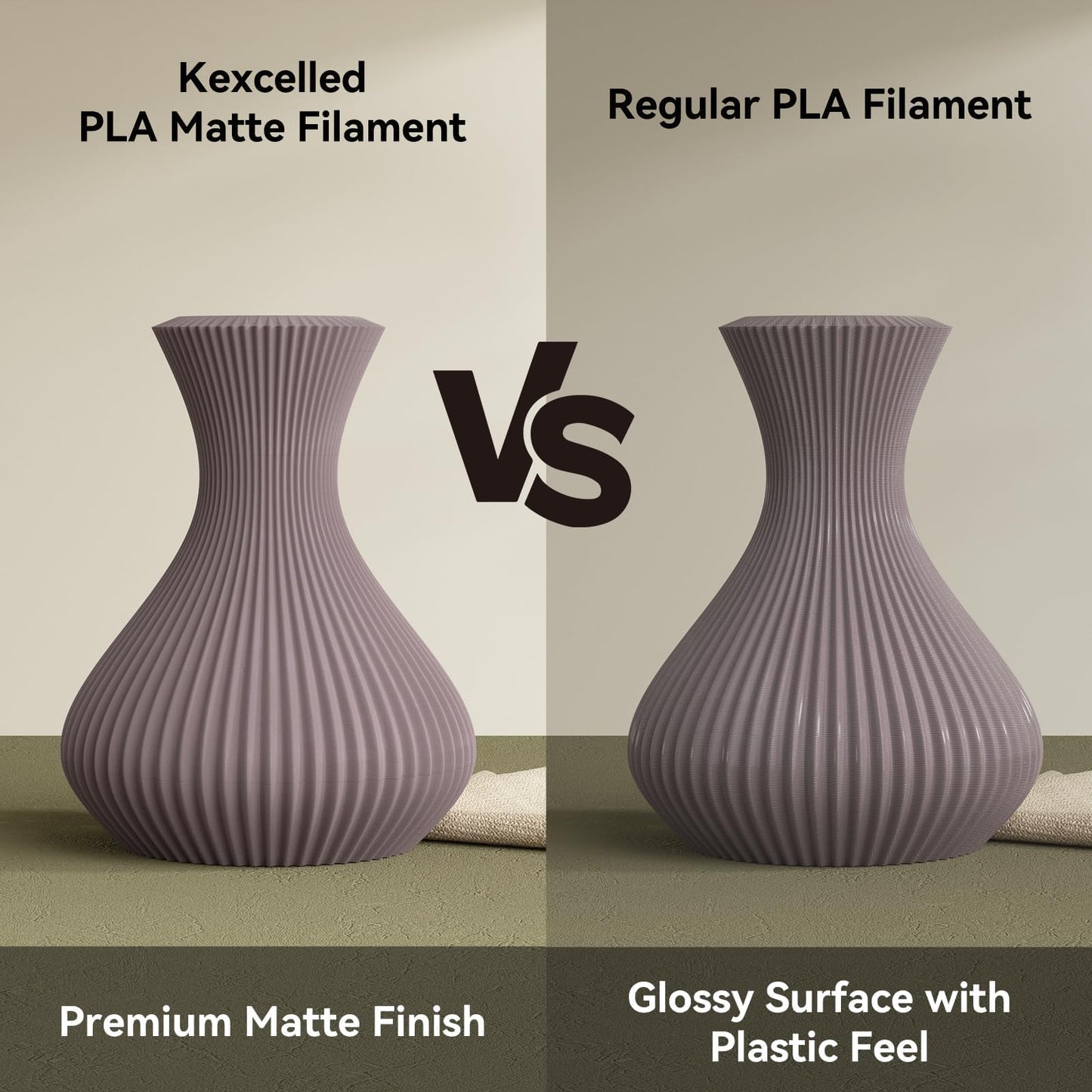 KEXCELLED Matte PLA Filament 1.75mm,Brown PLA 3D Printer Filament, Matt Frosted Texture,+/- 0.03mm Accuracy, 1kg Spool (2.2lbs), Fit Most FDM Printer