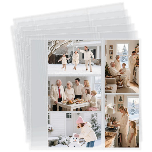 Oversized Photo Album Refill Pages 12x12, Mixed 4x6 Photo Sleeves for 3 Ring Binder, D-Ring Scrapbook Album, Wedding Family Anniversary Baby Travel Book, 20 Acid-Free Page Protectors with 200 Pictures