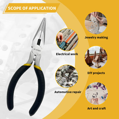 BOOSDEN 5 inch Small Needle Nose Pliers Set, 5 Pack,Small Pliers Set, Mini Precision Pliers Set,Mini Long Nose Pliers with Wire Cutter for Jewlery Making and DIY