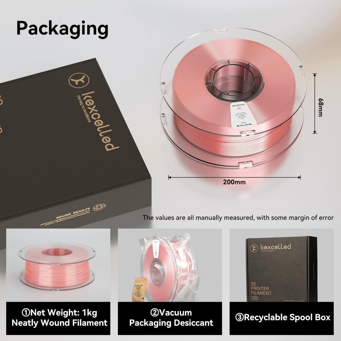 kexcelled Silk PLA Filament 1.75mm Copper 3D Printer Filament Silk & Metallic Shiny Glossy Surface,1kg Spool (2.2lbs),Fit Most FDM Printer, Non-Tangling,Clog-Free