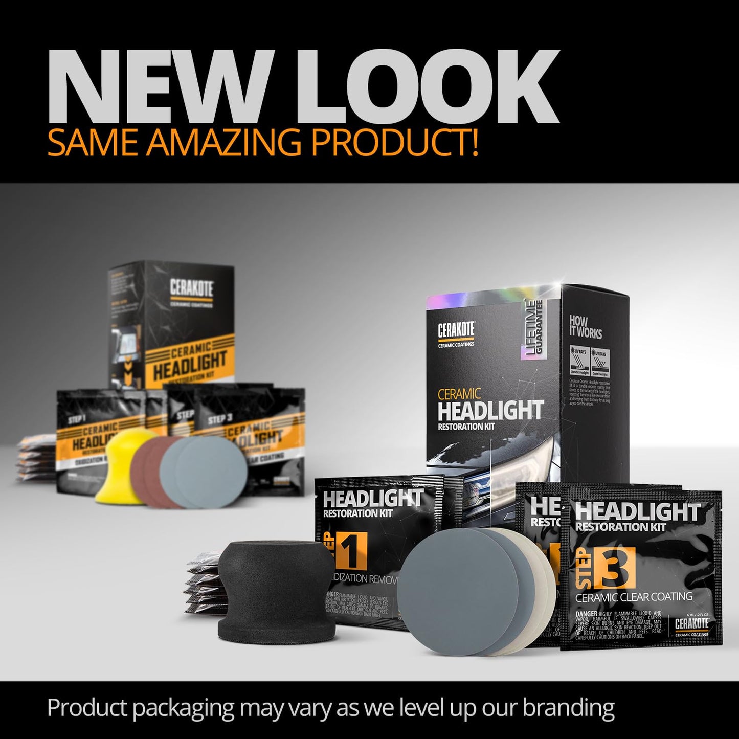 CERAKOTE® Ceramic Headlight Restoration Kit – Guaranteed To Last As Long As You Own Your Vehicle – Brings Headlights back to Like New Condition - 3 Easy Steps - No Power Tools Required