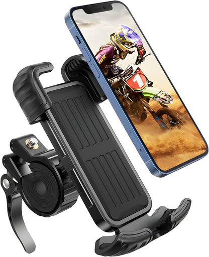 Marspeeder Bike Motorcycle Phone Mount, Super Stable Bike Motorcycle Phone Holder with Security Lock, Bicycle Phone Mount with Soft Cushion & Adjustable Metal Clip Compatible with 4.7''-6.8'' Phone