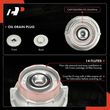 A-Premium Oil Filter Housing Cap Assembly Compatible with Toyota Sequoia RAV4 4Runner Lexus LS460 LX570 IS250 2006-2014