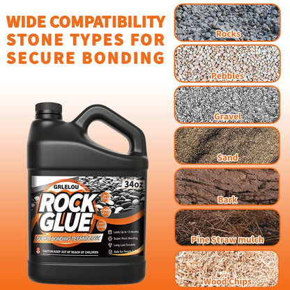 GRLELOU Mulch Glue for Landscaping, 2 L Fast-Drying Weather-Resistant Non-Toxic Clear Rock Glue Spray for Locking Down Rocks, Mulch, Pea Gravel & Pebbles(1 L ×2)
