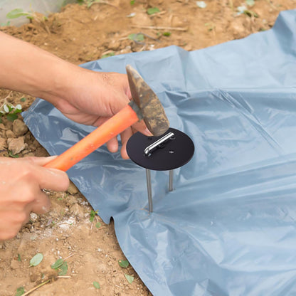 AAGUT 50Pcs 6 Inches U-Shaped Landscape Staples with Gasket Kit Garden Stakes and Plastic Fixing Gasket Pegs for Landscaping Fabric Geotextile Weed Barrier Fabric Sod Turf Fencing Small Tents