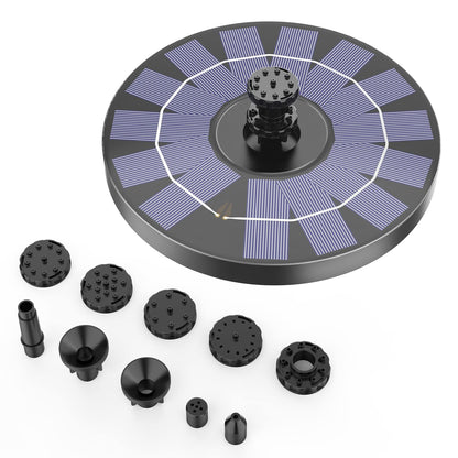 AMZtime Solar Fountain Pump 3.5W Bird Bath Fountain Solar Powered Water Fountain with 8 Nozzle & 4 Fixer, Solar Fountain Pump for Bird Bath, Garden, Pond, Pool (180mm)
