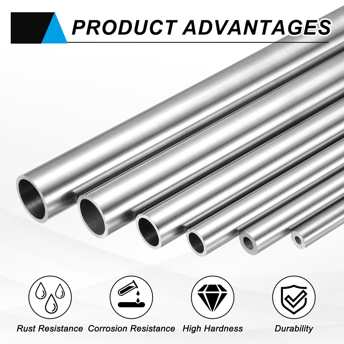 uxcell 304 Stainless Steel Tube, 8mm ID 14mm OD 305mm Length Round Seamless Straight Steel Metal Capillary Pipe Tubing for Industry DIY Projects