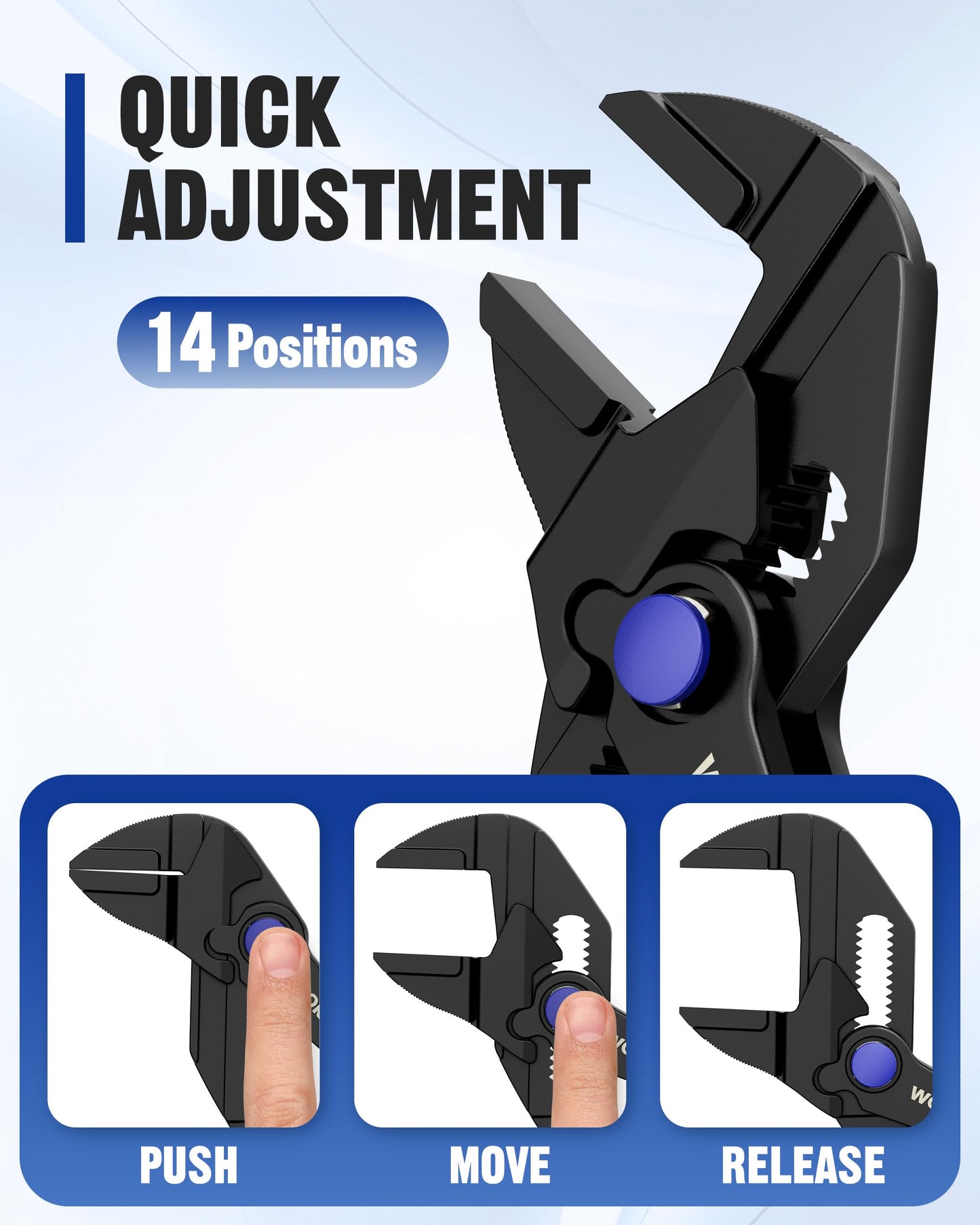 WORKPRO Mini Pliers Wrench — 4" Compact Adjustable Smooth-Jaw Pliers, Anti-Rust Alloy Steel Wrench Pliers for Tight Spaces, Home & Versatile Use, Black