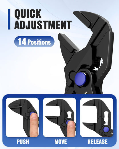 WORKPRO Mini Pliers Wrench — 4" Compact Adjustable Smooth-Jaw Pliers, Anti-Rust Alloy Steel Wrench Pliers for Tight Spaces, Home & Versatile Use, Black