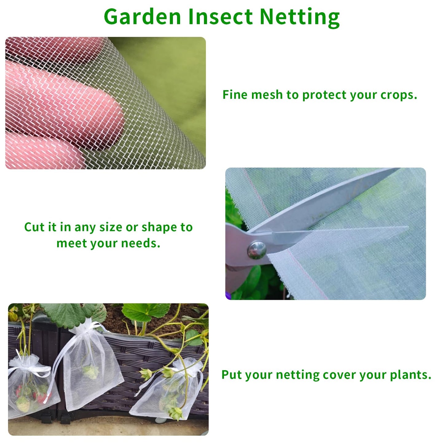 Garden Insect Netting, Fine Mesh Garden Mosquito Bug Net for Vegetables, Flowers, Fruits, Plants (10 x 50FT)