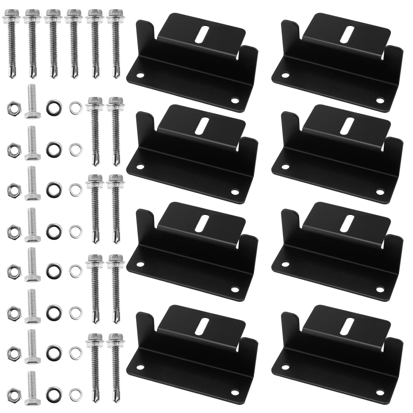 MUKLEI 8 Units Solar Panel Mounting Z Brackets with Nuts and Bolts, Lightweight Aluminum Corrosion-Free Construction Solar Panel Z Brackets Bulk for Roof, RV, Boat, Black