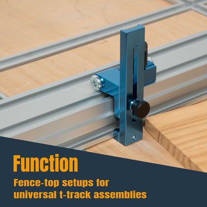 POWERTEC 1" to 3-1/2" Adjustable Flip Stop, Patent Pending Curved-Based T Track Stop for Miter Saw, Table Saw, Drill Press, Router Table, Miter Gauge, T Track Accessories for Woodworking (72043)