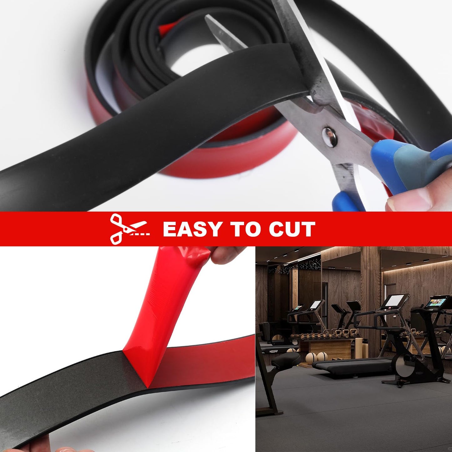 VUAOHIY Neoprene Rubber Strips Self Adhesive Solid Rubber Seal Strips for DIY Gasket Materials, Oil-Resistance, Sound Reduce and Anti-Slip for Flooring, Pads (2 In x 1/8 In x 20 Ft)