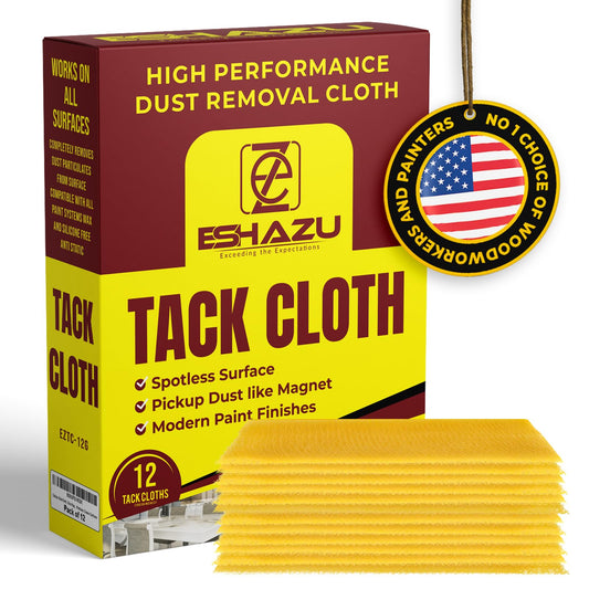 Eshazu Premium Tack Cloth (Pack of 12) – Professional Grade Dust and Particle Remover for Woodworking and Painting – Tack Rags for Surface Cleaning – Silicone & Wax Free, Anti-Static (Pack of 12)
