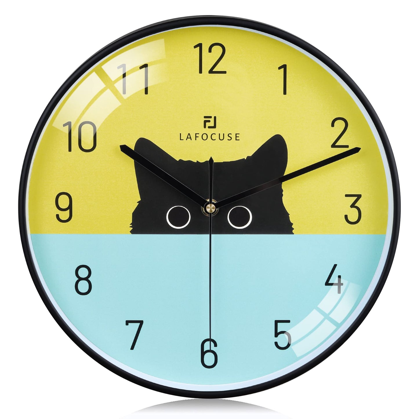 Lafocuse 12 Inch Silent Black Cat Wall Clock for Living Room, Horloge Murale Enfant Decorative Wall Clock for Home Decor, Battery Operated Modern Cute Kids Wall Clock for Kids Room Bedroom Playroom