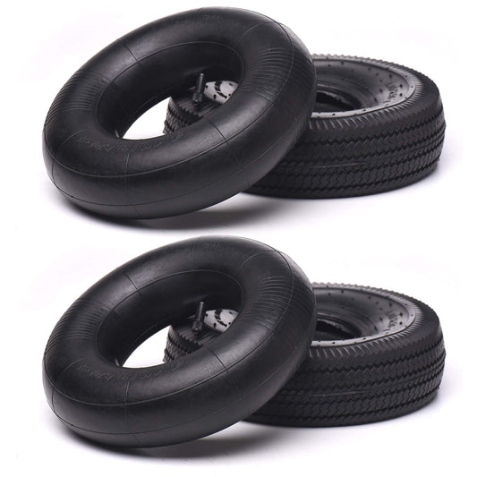 (2 Pack) AR-PRO 10" Heavy-Duty Replacement All-Purpose Utility Tire and Tube - 4.10/3.50-4" Pneumatic Tires with 10" Inner Tubes TR-13 Straight Valve Stem for Lawn Mowers, Hand Trucks, and More