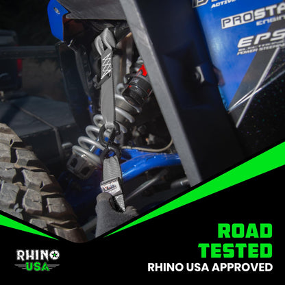 Rhino USA Soft Loop Tie Down Straps (4-Pack) - 1.6 Inch x 17 Inch (5,000 lbs Break Strength) Heavy Duty Motorcycle Straps for use with Ratchet Straps - Handlebar Straps for ATV, UTV, Dirt Bike (Gray)