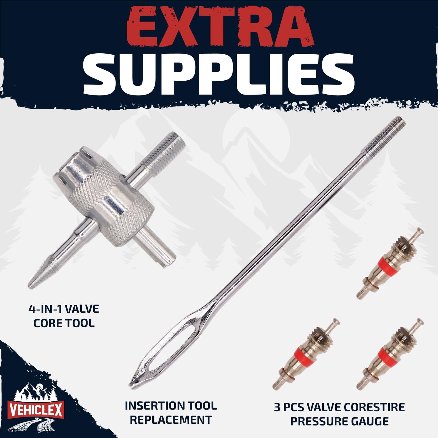 Vehiclex Tire Plug Kit with Aluminum Handled Tools, Plugs, and Pliers in Sturdy Zippered Bag - Emergency Kit for ATV, Car, Motorcycle, Truck
