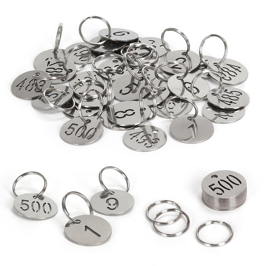 NumRealm Number Tags with Rings, 25mm 304 Stainless Steel Numbered Key ID Tags, Metal Numbers - 1 to 80