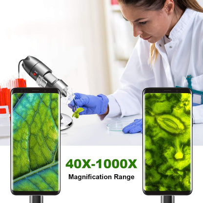 USB Microscope Camera 40X to 1000X, Cainda Digital Microscope with Metal Stand and Carrying Case Compatible with Android Windows 7 8 10 11 Linux Mac, Portable Microscope Camera