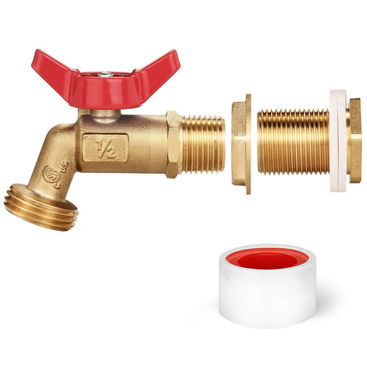 WADEO Rain Barrel Spigot Kit Brass Rain Barrel Quarter Turn Ball Valve Spigot with Bulkhead Fitting