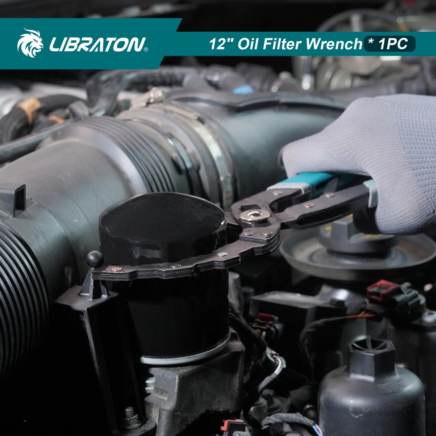 LIBRATON Oil Filter Wrench, 12" Oil Filter Pliers, Quick Adjustable Oil Filter Removal Tool with Spring Structure (2-3/8" to 4-3/4" Opening), One-Hand Use, for Cars, Motorcycles & Trucks