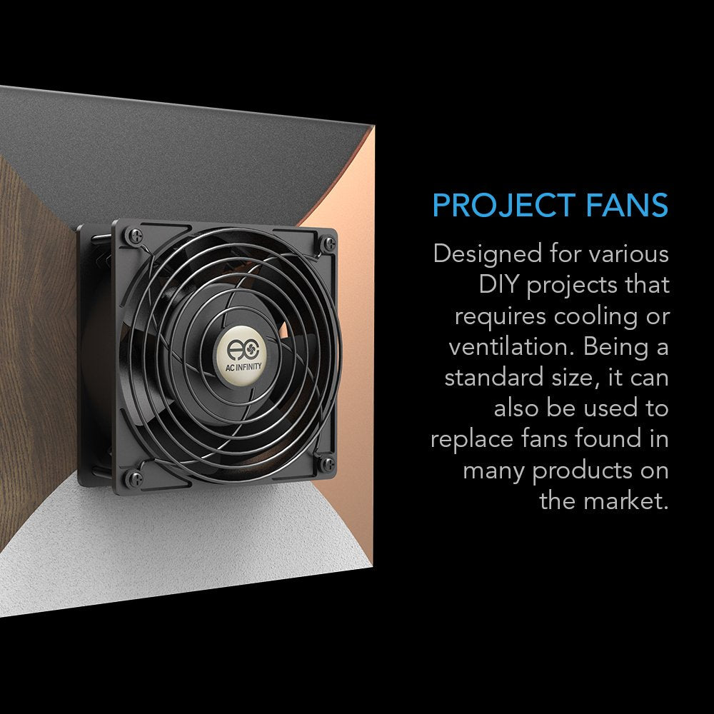 AC Infinity AXIAL 8038, Quiet Muffin Fan, 120V AC 80mm x 38mm Low Speed, UL-Certified for DIY Cooling Ventilation Exhaust Projects