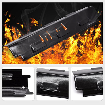 Criditpid Barbecue Heat Shield Plate Replacement Parts for Master Chef, Charbroil, Kenmore, Master Forge, Thermos. Porcelain Steel BBQ Burner Cover, Heat Tent, Flame Tamer.(4-Pack)