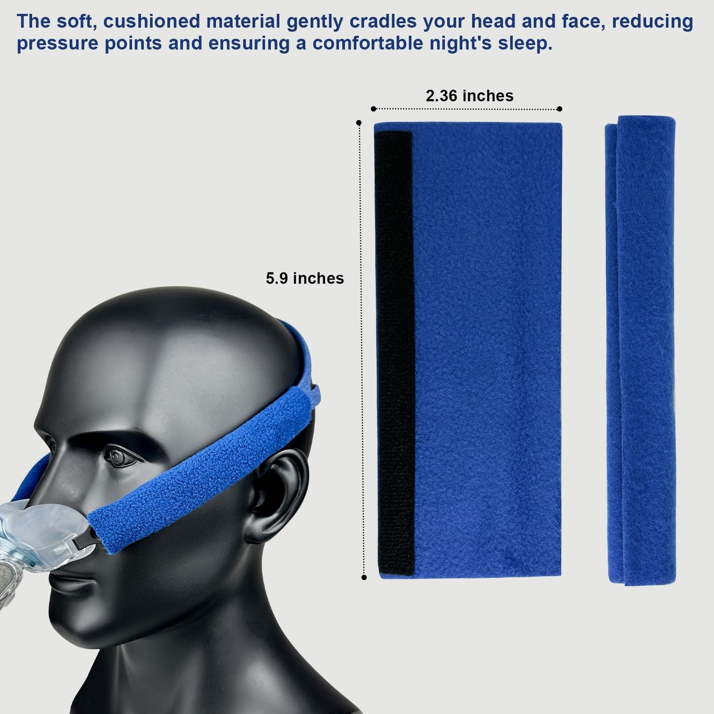 Headgear Strap and Clips for Fisher Paykel Brevida Nasal Pillow Mask Headgear 2 Pack Replacement Headgear Supplies Compatible for Brevida Nasal Pillow (Standard, Blue)