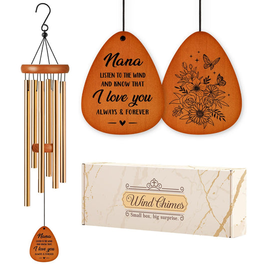 Gifts for Nana Wind Chimes, Nana Birthday Gifts, I Love You Wind Chimes Outside for Nanas, Idea Nanas Presents for Mothers Day, Thanksgiving, Christmas, 25.5"