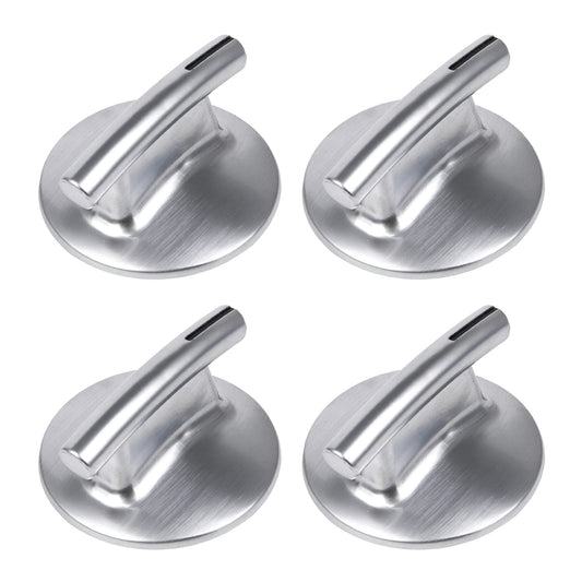 Emptty 4 Pieces Chrome-Plated Plastic Burner Control Knob Replacement for Whirlpool WP74010839 Silver White
