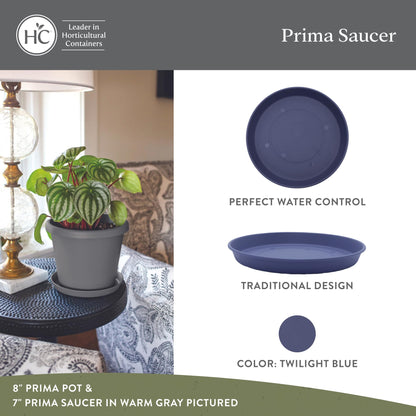 The HC Companies Round Prima Flower Pot Saucers - Plastic Plant Saucer for Outdoors & Indoors - Traditional Plant Pot Trays for Water Drainage -Durable Plant Tray (12-inch Twilight Blue, Pack of 2)