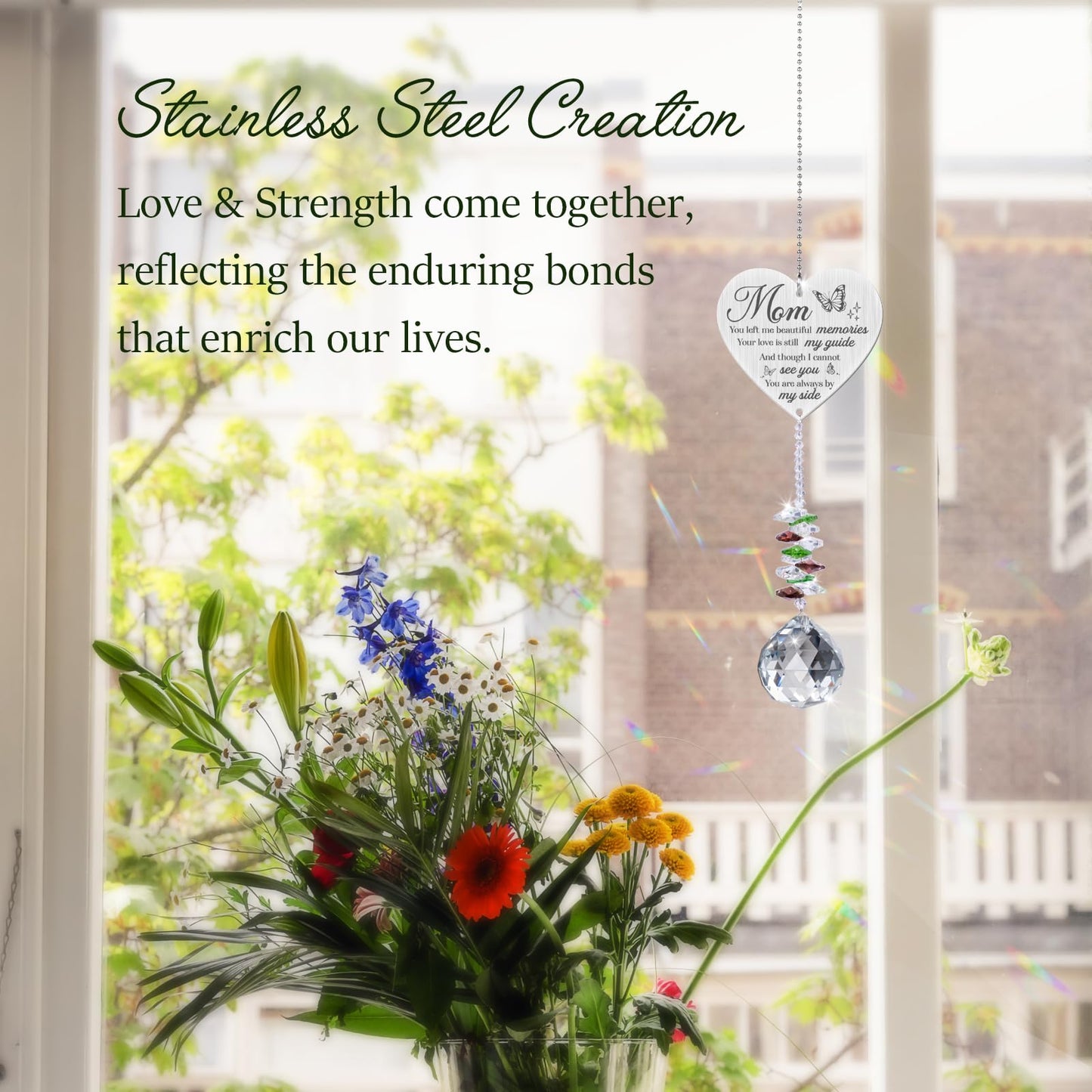 Memorial Gifts for Loss of Mom,Sun Catchers for Windows,Loss of a Mother Sympathy Gifts,Hanging Crystals Ornament for Window Rainbow Maker Prisms Home Decor Gift