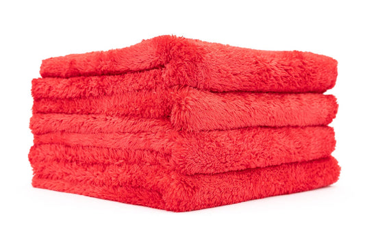 The Rag Company - Eagle Edgeless 500 - Professional Korean 70/30 Blend Super Plush Microfiber Detailing Towels, 500GSM, 16in x 16in, Red (4-Pack)